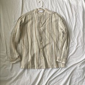 ASOS Linen Long sleeve Mandarin Collar Shirt